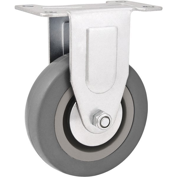 Rodízio fixo industrial leve 3", de borracha e PVC, cinza