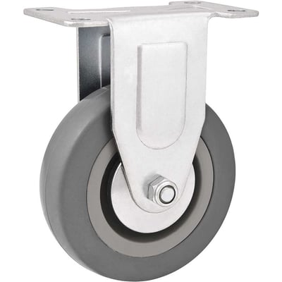 Rodízio fixo industrial leve 4", de borracha e PVC, cinza