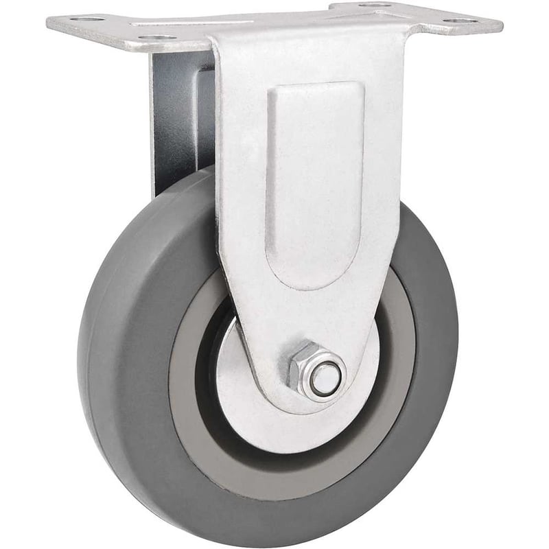 Rodízio fixo industrial leve 4", de borracha e PVC, cinza