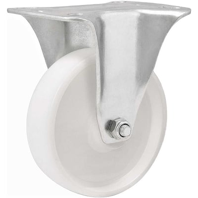 Rodízio fixo industrial leve 4", de nylon, branco