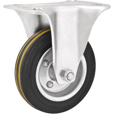 Rodízio fixo médio 3", de borracha, preto
