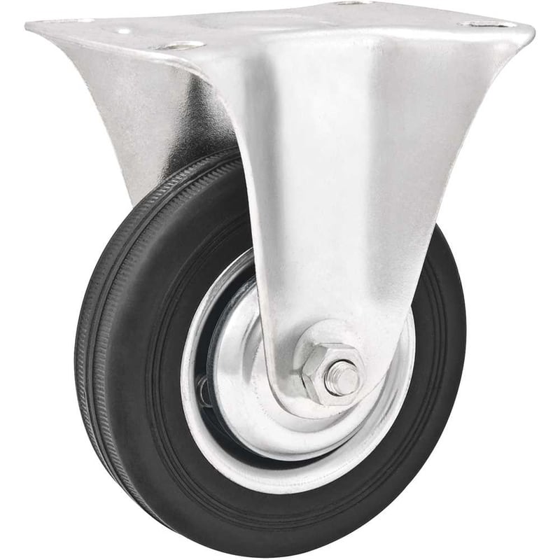 Rodízio fixo leve 4", de borracha, preto