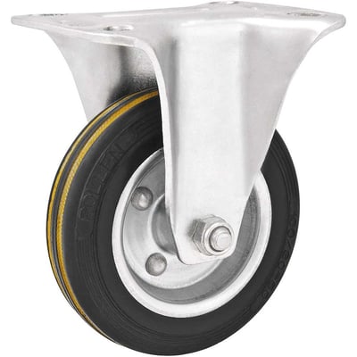 Rodízio fixo médio 4", de borracha, preto