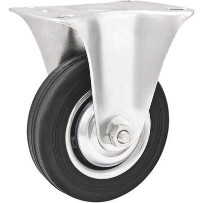 Rodízio fixo leve 5", de borracha, preto