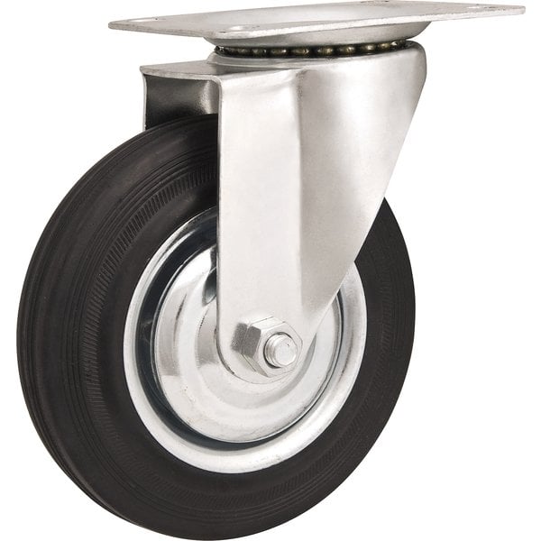Rodízio giratório leve 5", de borracha, preto