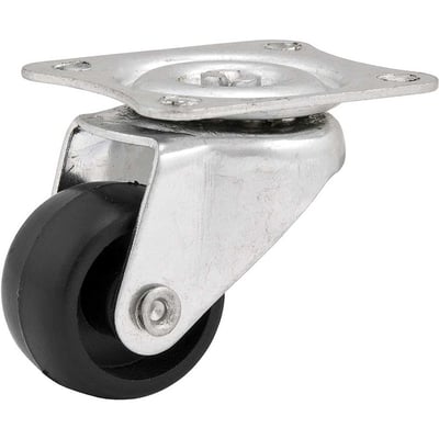 Rodízio giratório leve 1", de PVC, preto