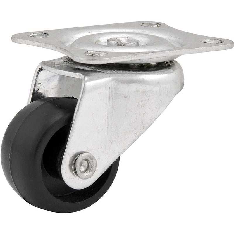 Rodízio giratório leve 1", de PVC, preto