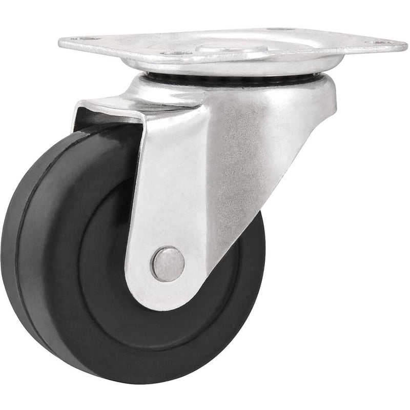 Rodízio giratório leve 2", de borracha, preto