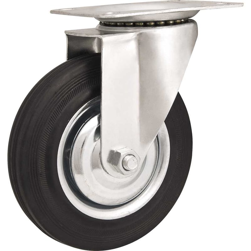 Rodízio giratório leve 6", de borracha, preto
