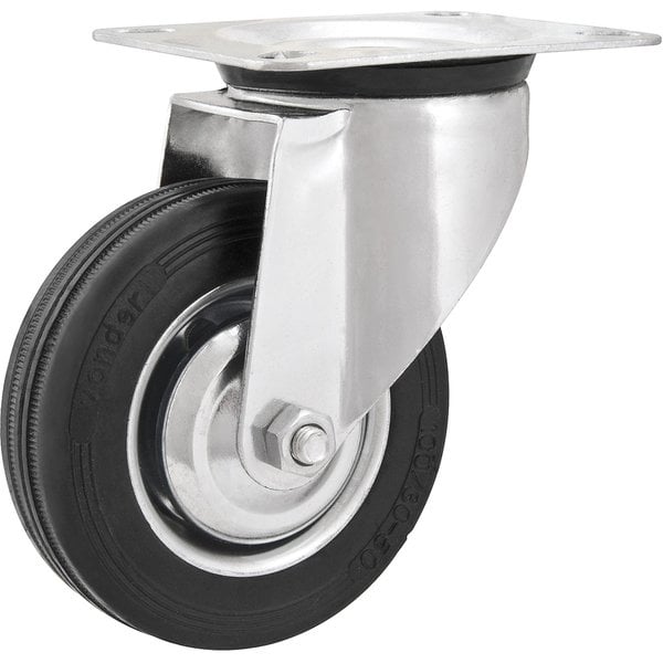 Rodízio giratório leve 8", de borracha, preto