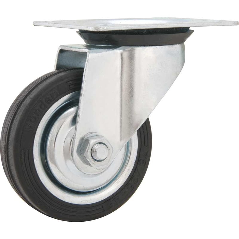 Rodízio giratório leve 3", de borracha, preto