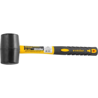 Martelo de borracha 45 mm, cabo em fibra, preto