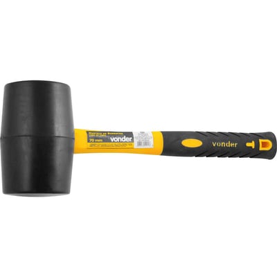 Martelo de borracha 70 mm, cabo em fibra, preto