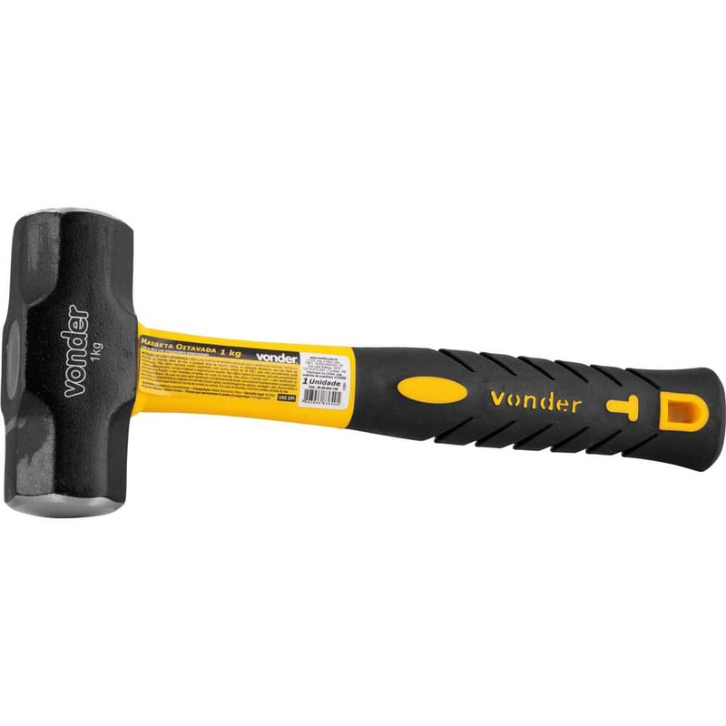 Marreta oitavada, 1,0 kg, com cabo de fibra