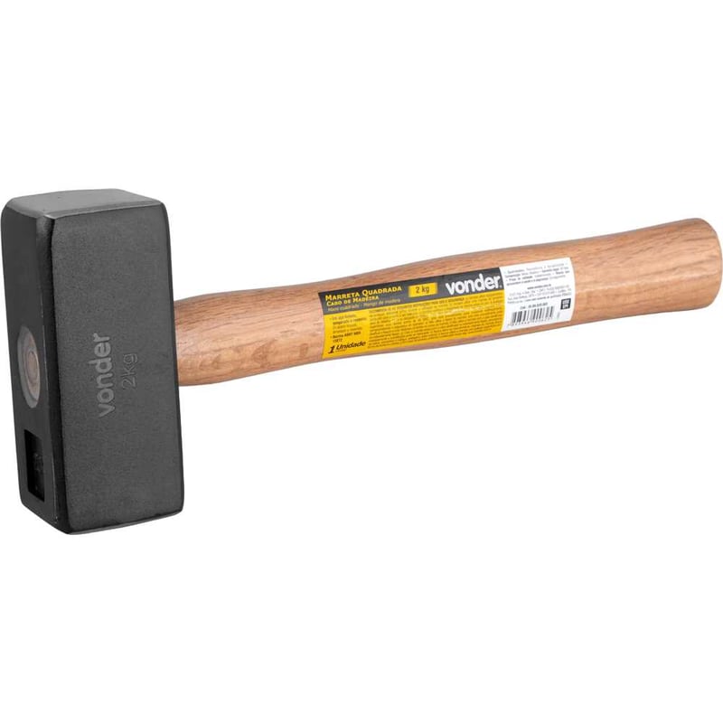 Marreta quadrada, 2 kg, com cabo de madeira