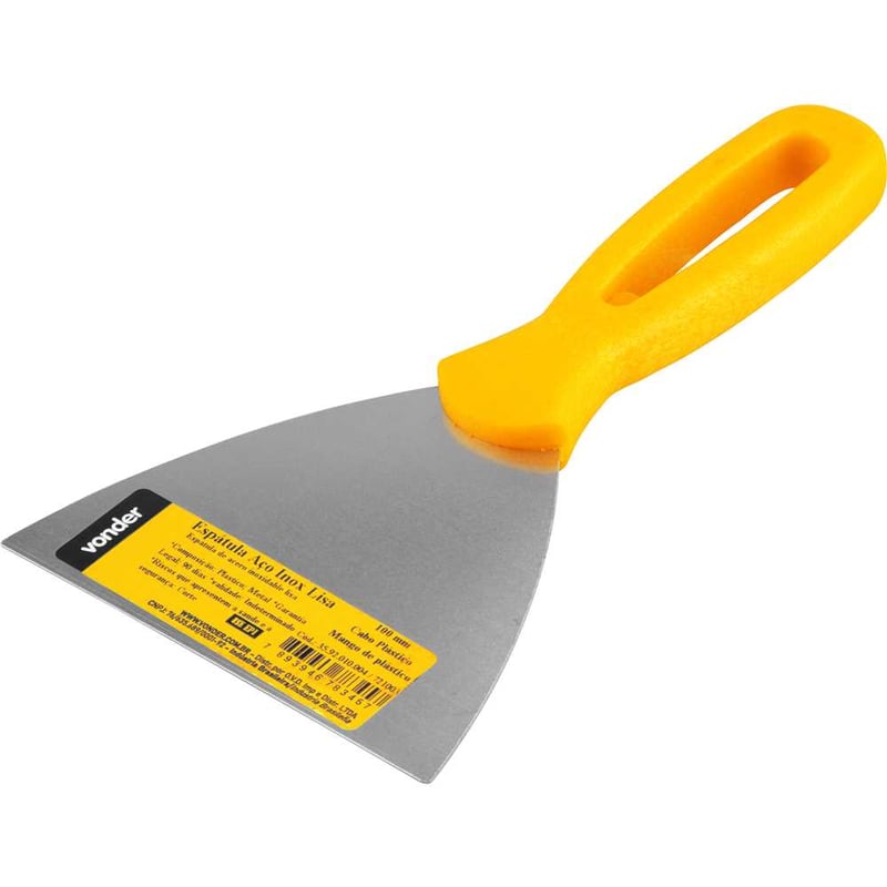 Espátula de aço inox, 10 cm, com cabo plástico
