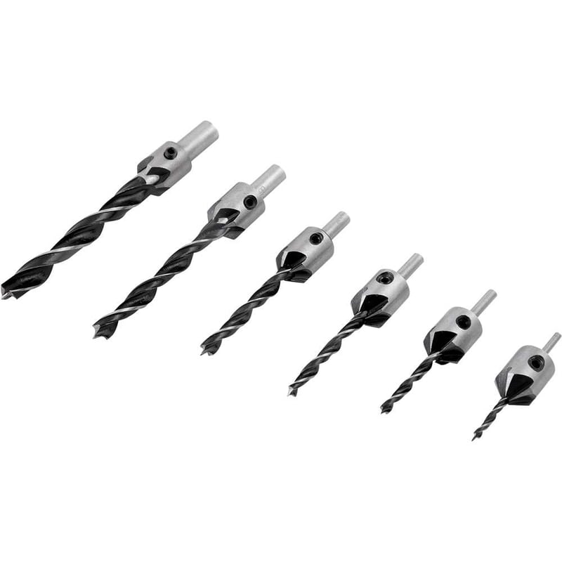 Jogo de brocas 3 pontas com escareador, 3 mm a 10 mm, jogo com 7 peças