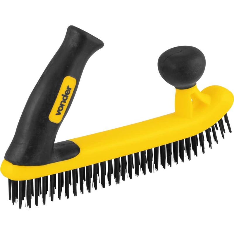 Escova manual com cerdas de aço, 5 fileiras, com cabo ergonômico de plástico