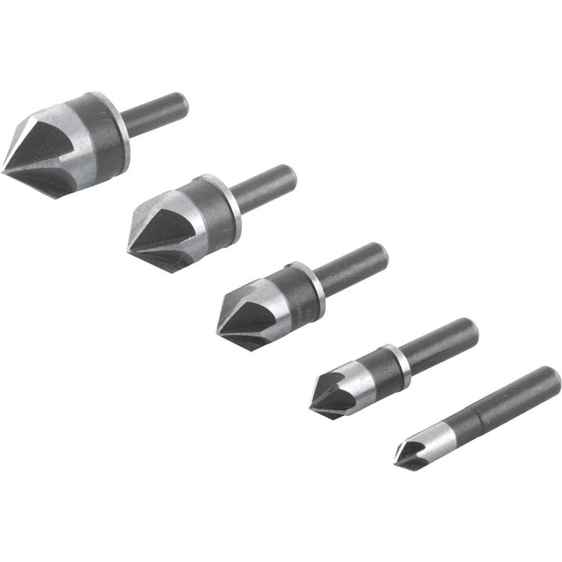 Jogo de escareadores de aço rápido, 1/4" a 3/4", com 5 peças
