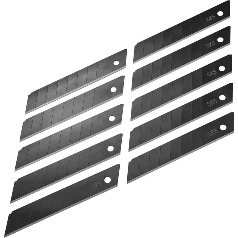 Lâmina para estilete 18 mm, aço carbono SK5, tubete com 10 peças
