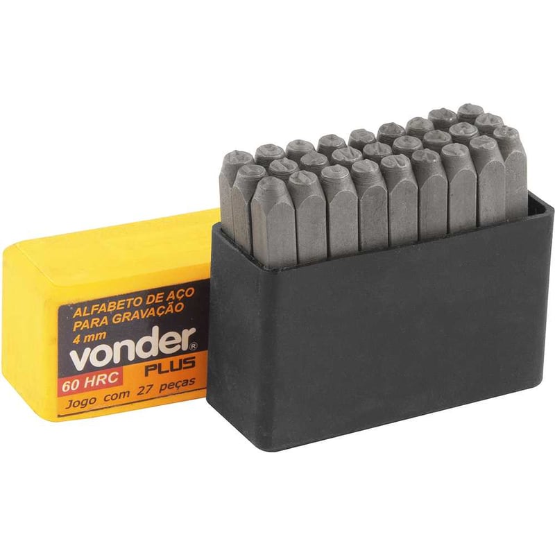Alfabeto/punção de aço para gravação, 4 mm, VONDER PLUS