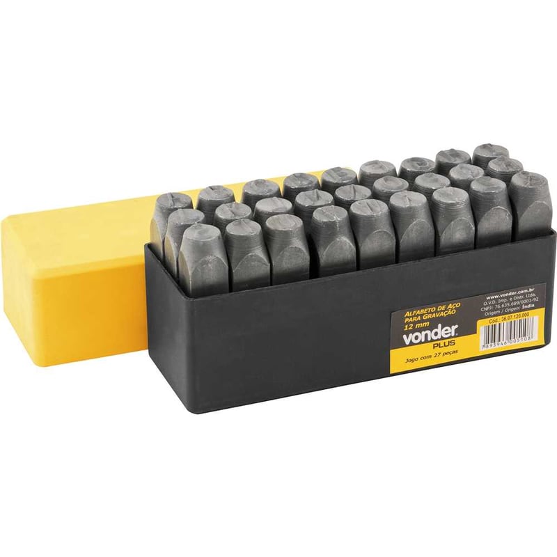 Alfabeto/punção de aço para gravação, 6 mm, VONDER PLUS