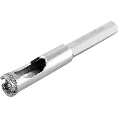 Serra copo diamantada 10 mm, refrigerada, com haste