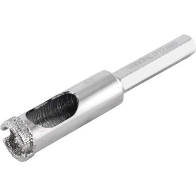 Serra copo diamantada 12 mm, refrigerada, com haste