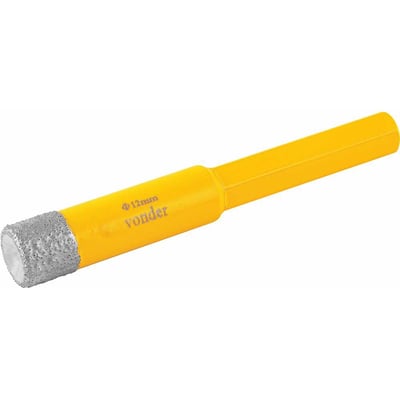 Serra copo diamantada 12 mm, refrigerada, com haste