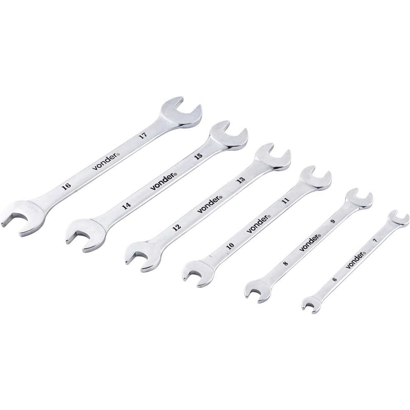 Jogo de chaves fixas, 6 mm a 17 mm cromadas
