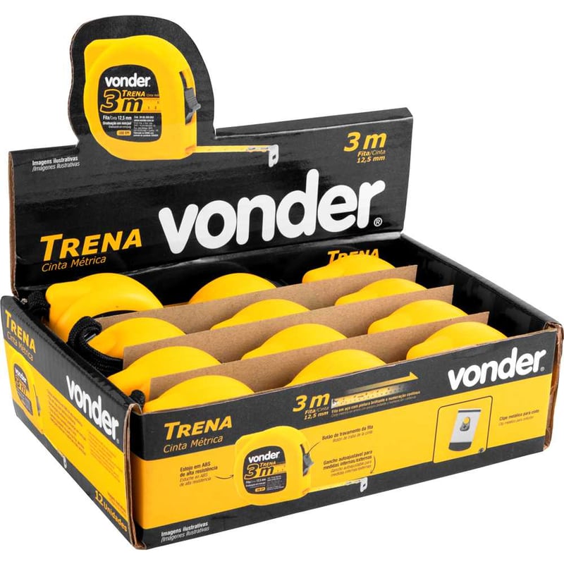 Trena curta de aço 3 m x 12,5 mm, caixa com 12