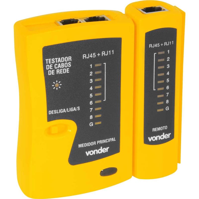 Testador de cabos de rede RJ11, RJ12 e RJ45