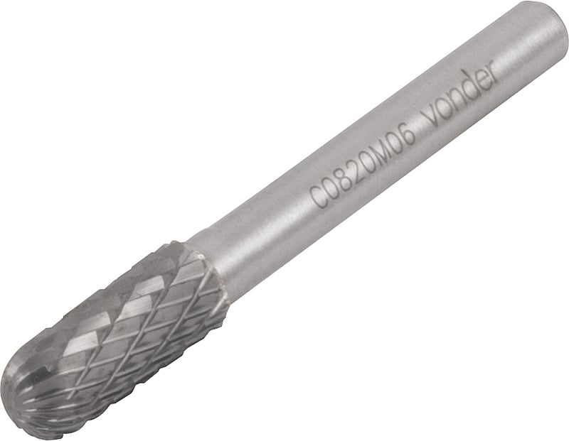 Lima rotativa abaulada, 8,0 mm x 20,0 mm, com haste 6,0 mm