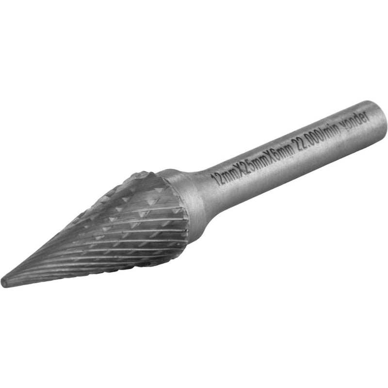 Lima rotativa cônica ponteaguda, 12,0 mm x 25,0 mm, com haste 6,0 mm