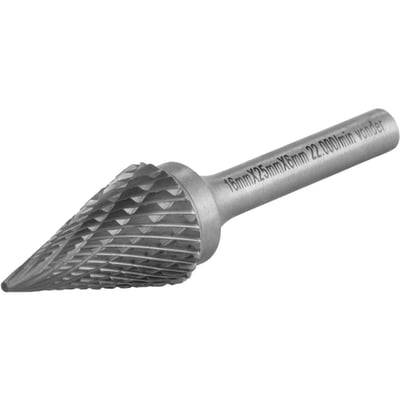 Lima rotativa cônica ponteaguda, 16,0 mm x 25,0 mm, com haste 6,0 mm