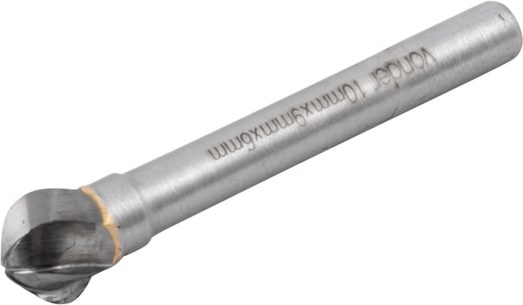 Lima rotativa esférica para alumínio, 10,0 mm x 9,0 mm, com haste 6,0 mm
