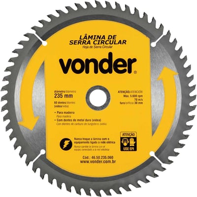 Lâmina de serra circular com dentes de metal duro/vídea, 235 mm x 30 mm, 60 dentes