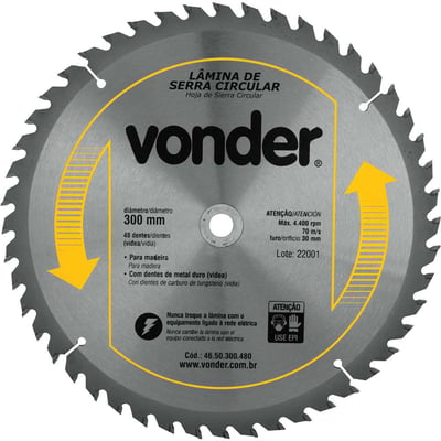 Lâmina de serra circular com dentes de metal duro/vídea, 300 mm x 30 mm, 48 dentes