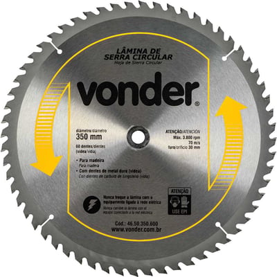 Lâmina de serra circular com dentes de metal duro/vídea, 350 mm x 30 mm, 60 dentes
