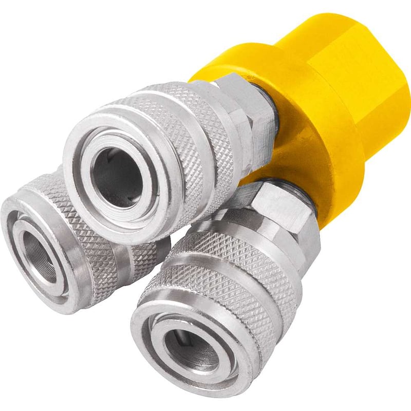 Engate rápido de 1/4", rosca fêmea 1/4" NPT, triplo