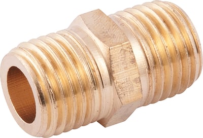 Niple/Adaptador para rosca 1/4" macho x 1/4" macho, latão