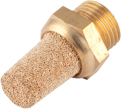 Silenciador de ar comprimido, longo, em latão, rosca 1/8" BSP