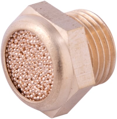 Silenciador de ar comprimido, curto, em latão, rosca 1/8" BSP