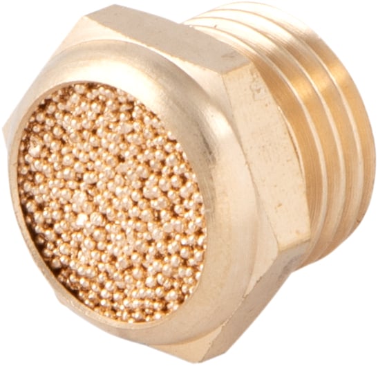 Silenciador de ar comprimido, curto, em latão, rosca 1/4" BSP