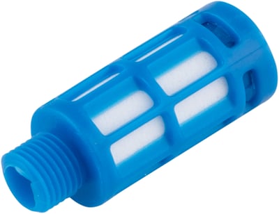 Silenciador de ar comprimido, longo, em plástico, rosca 1/8" BSP