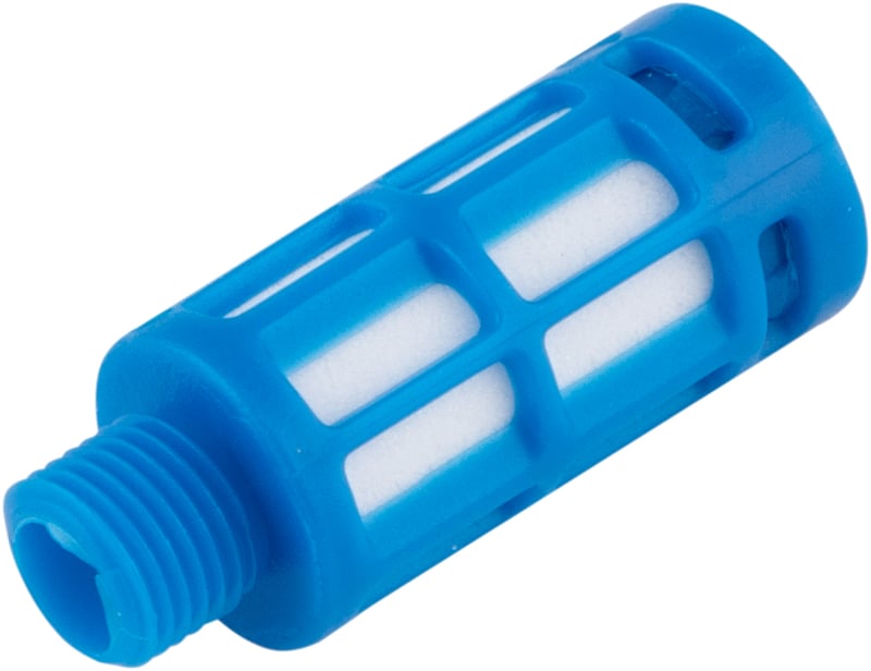 Silenciador de ar comprimido, longo, em plástico, rosca 1/8" BSP