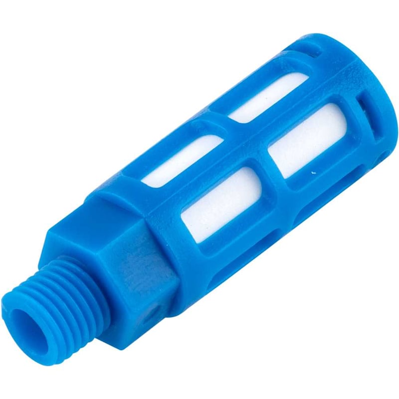 Silenciador de ar comprimido, longo, em plástico, rosca 1/4" BSP