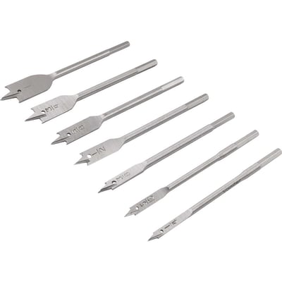 Jogo de brocas chatas, com 7 peças, de 1/4" a 1"