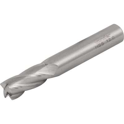 Fresa de topo em aço rápido 12,0 mm, com 4 cortes, DIN 844A