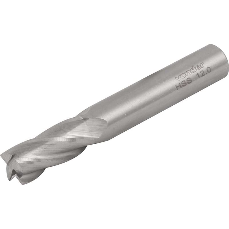 Fresa de topo em aço rápido 12,0 mm, com 4 cortes, DIN 844A